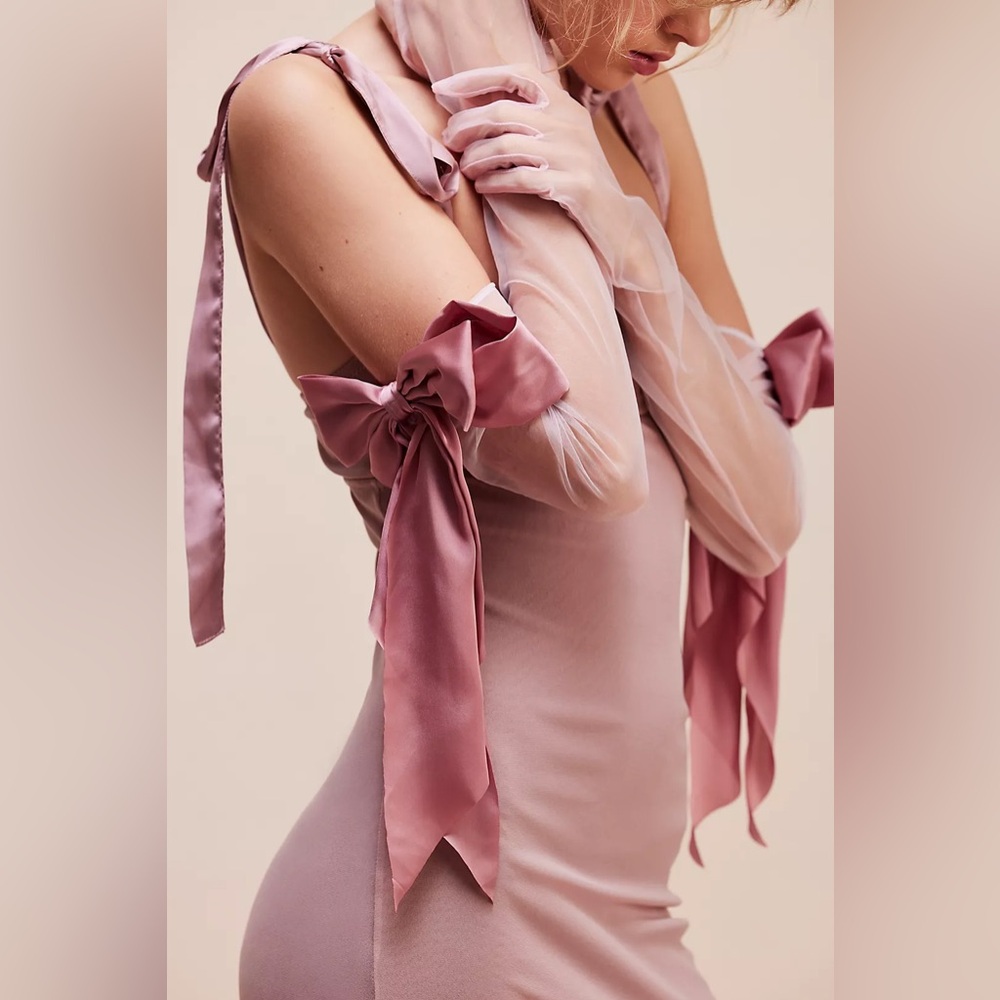 Free People Pink Sheer Gloves